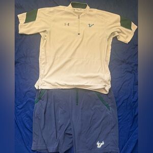 University South Florida Vintage UA Cream, Forrest Green and Grey Shorts Set